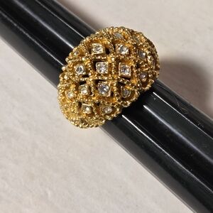 vintage Sarah Coventry Ring Dome Shape Honeycomb Design Sz 7 Sdjustable